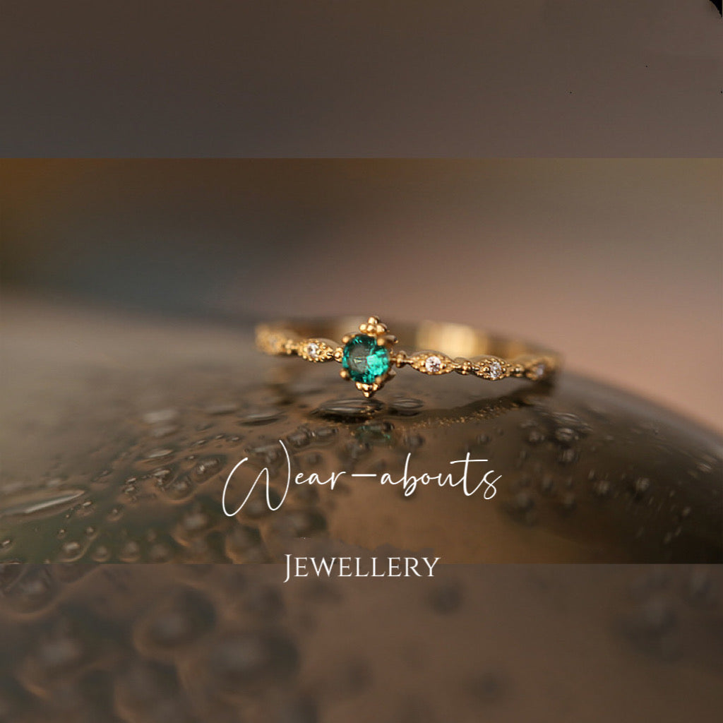 Emerald Sterling Silver Plated Gold